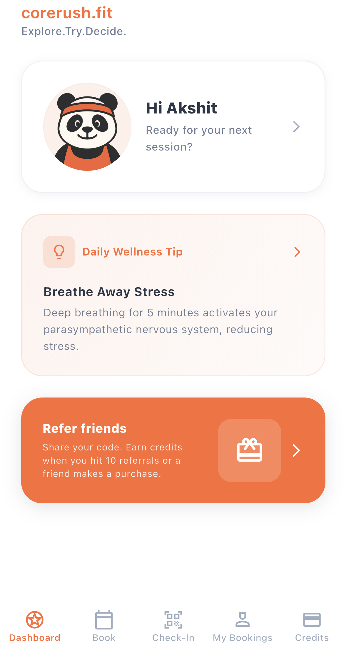 CoreRush.Fit app screenshot